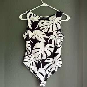 SOLD Lex Breezy Monstera Bodysuit (Black/White)